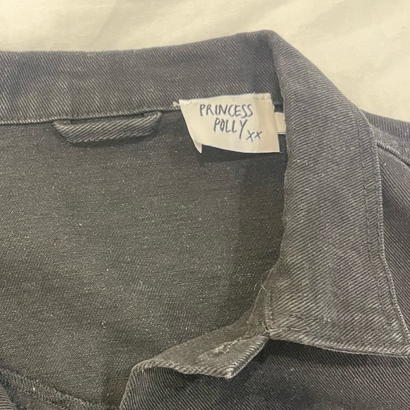 Princess Polly black oversized denim jacket size s/m - Picture 3 of 3